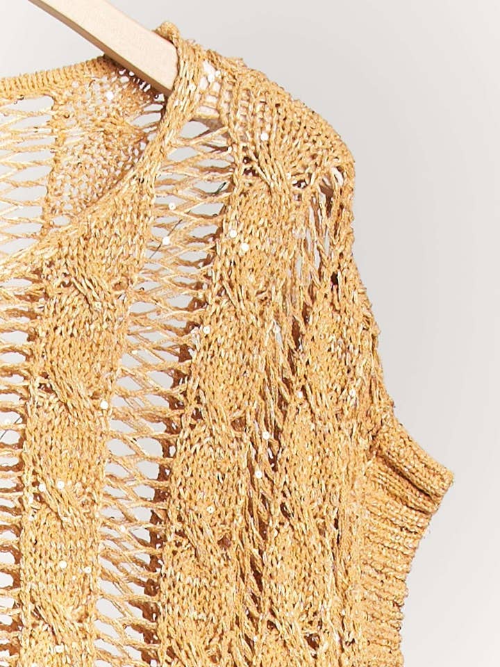 Mustard Oversize Sleeveless Knit Sweater Top for wholesale on Faire