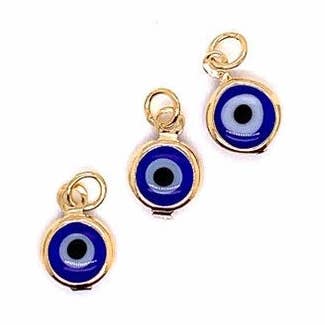 Evil Eye Charms, Evil Eye Jewelry, Gold Evil Eye Pendant, Evil Eye Charms, Evil Eye, Good Luck Charms, Blue Lucky Charm, Tiny Evil Eye Charm for wholesale by The Bead Bazaar