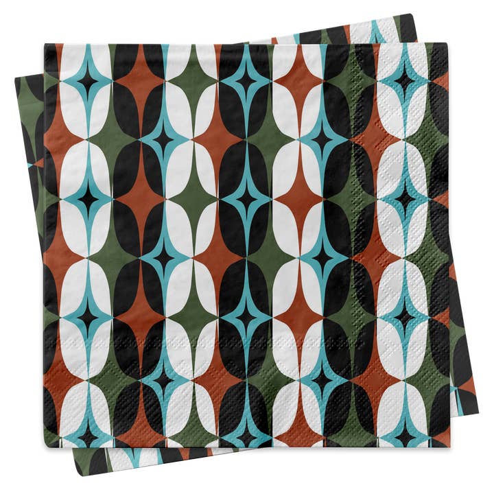 Starlight Diamond Mid Century Modern Retro Cocktail Napkin for wholesale by Mod Lounge Paper Company