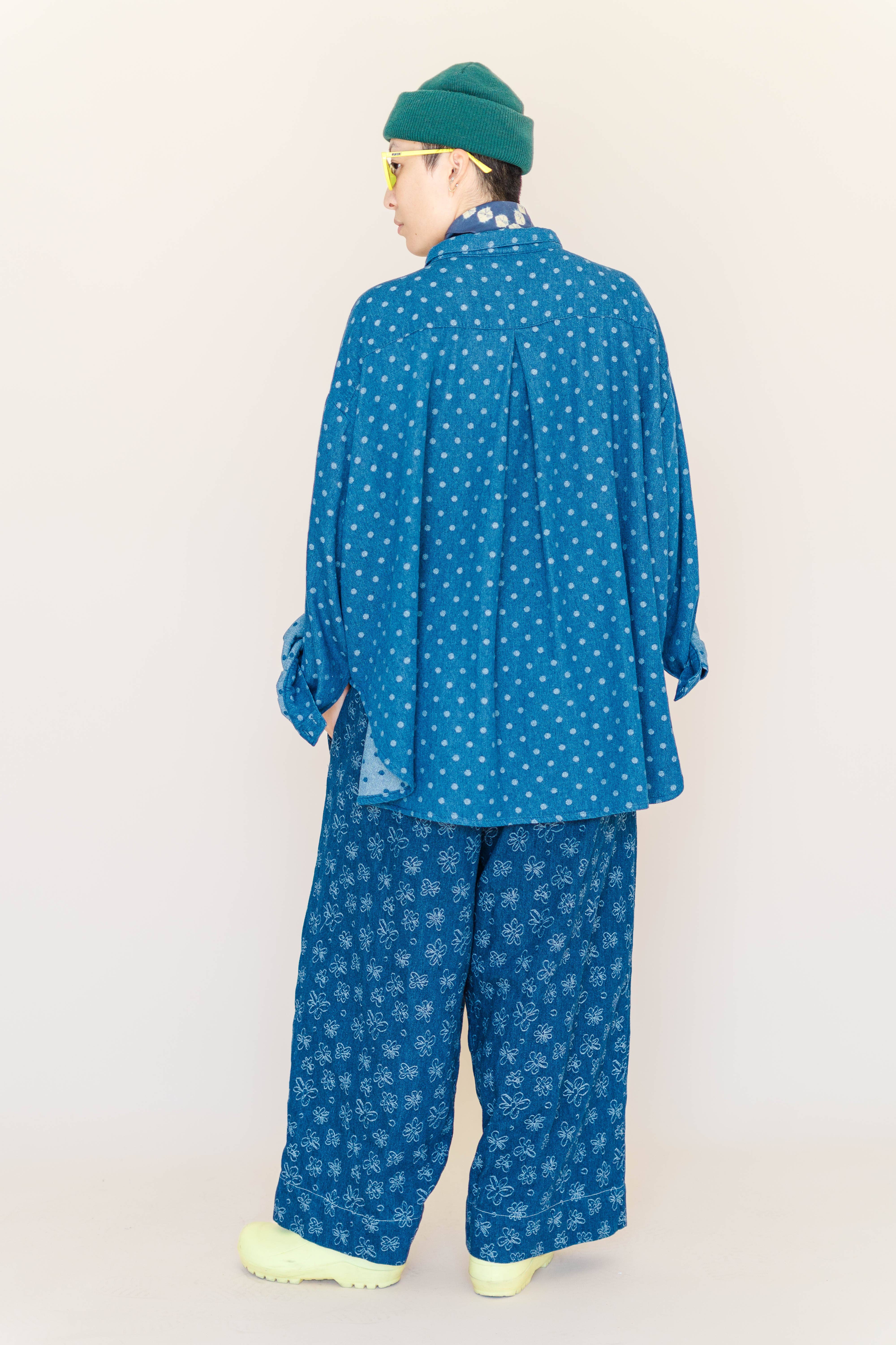 Nettle Studios - Wholesale Button Down Shirt - Women's - Size Inclusive Plus Size Polka Dot Denim Button Up Shirt10