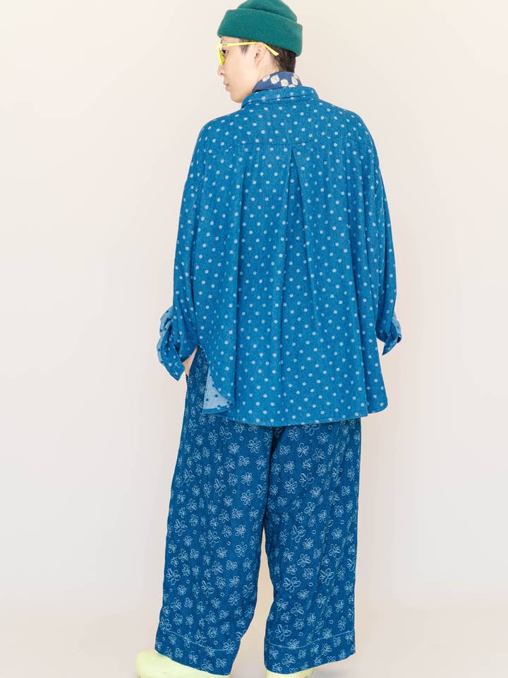 Nettle Studios - Wholesale Button Down Shirt - Women's - Size Inclusive Plus Size Polka Dot Denim Button Up Shirt10