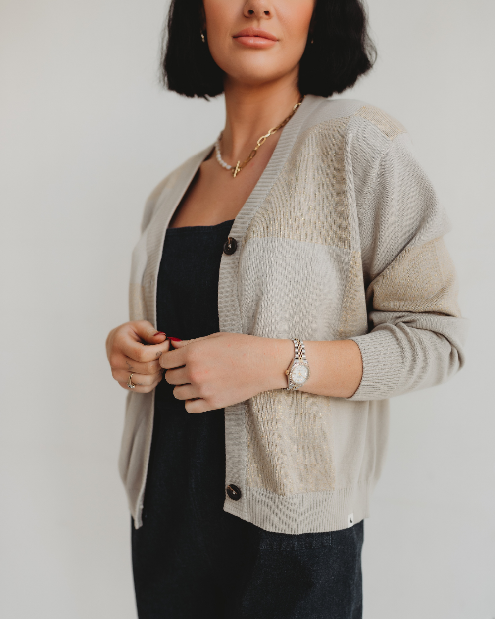 Multi Agnes Checkered Knit Cardigan for wholesale on Faire0