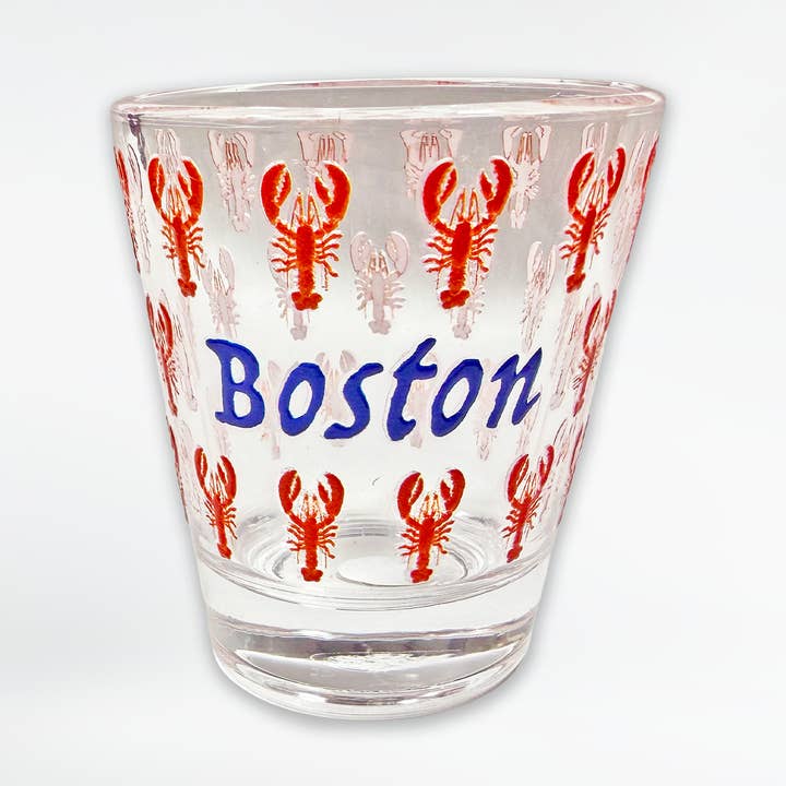 Boston Lobster Pattern Shot Glass for wholesale by Commonwealth Souvenirs