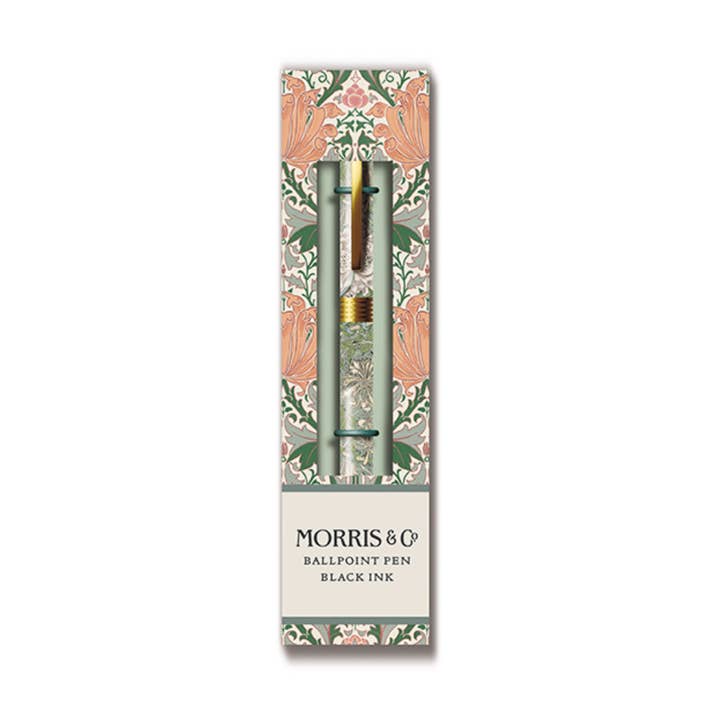 William Morris Single Gift Pen Honeysuckle Tulip Refillable for wholesale by The Great British Card Company (GBCC) Ltd