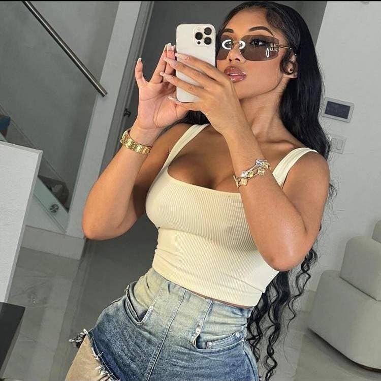 blue gradient color design denim shorts for wholesale on Faire2