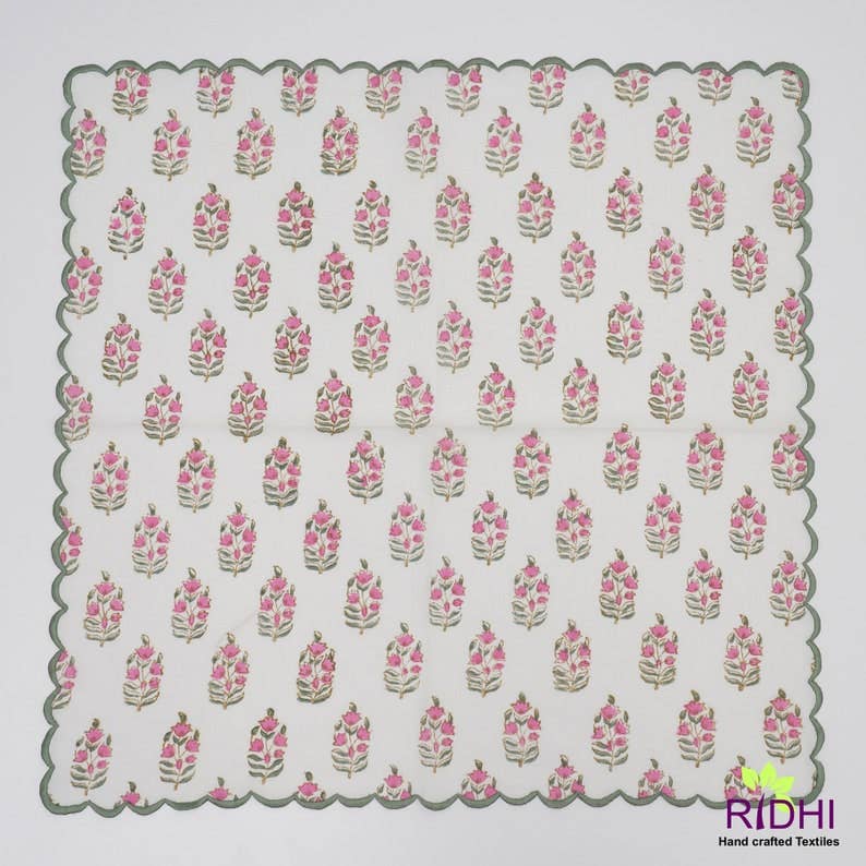 Fabricrush - Wholesale Dinner & Cloth Napkin - Punch Pink Uniform Green Embroidery Cotton Napkins2