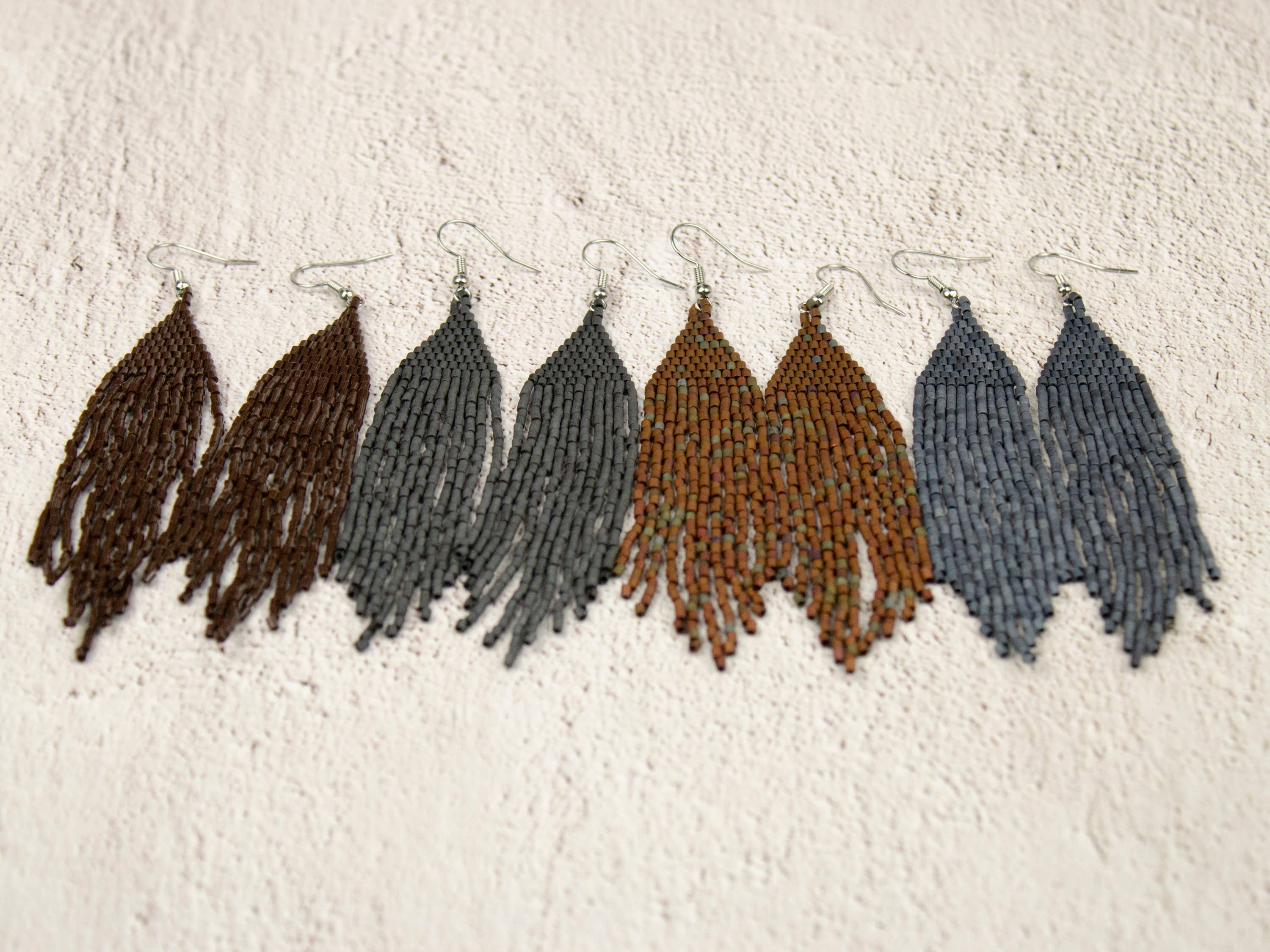 Ninolia – wholesale Dangle earrings – Long Dressy Earrings Bohemian Gypsy Style Boho Bead Earrings Natural Colors Lightweight Statement Seed Bead Jewellery9