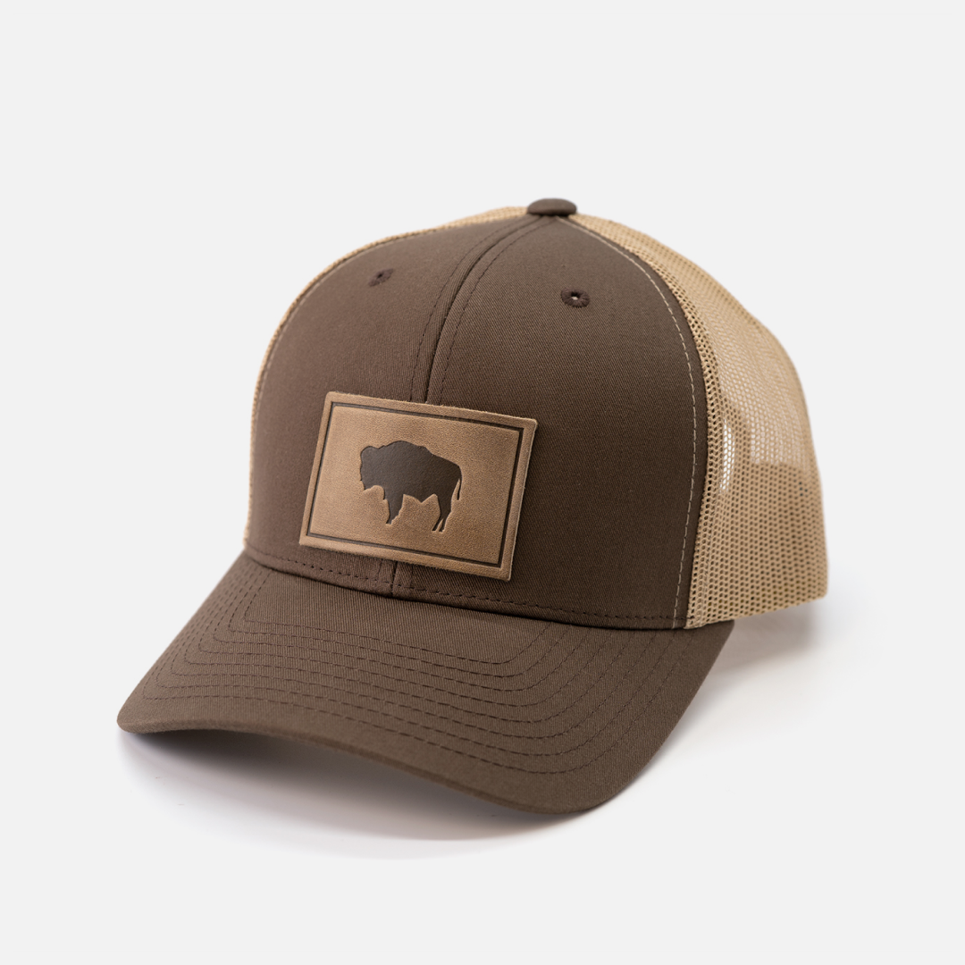 Range Leather Co. - Vente Casquette de camionneur – unisexe - Chapeau de buffle - Casquette de camionneur avec patch en cuir12