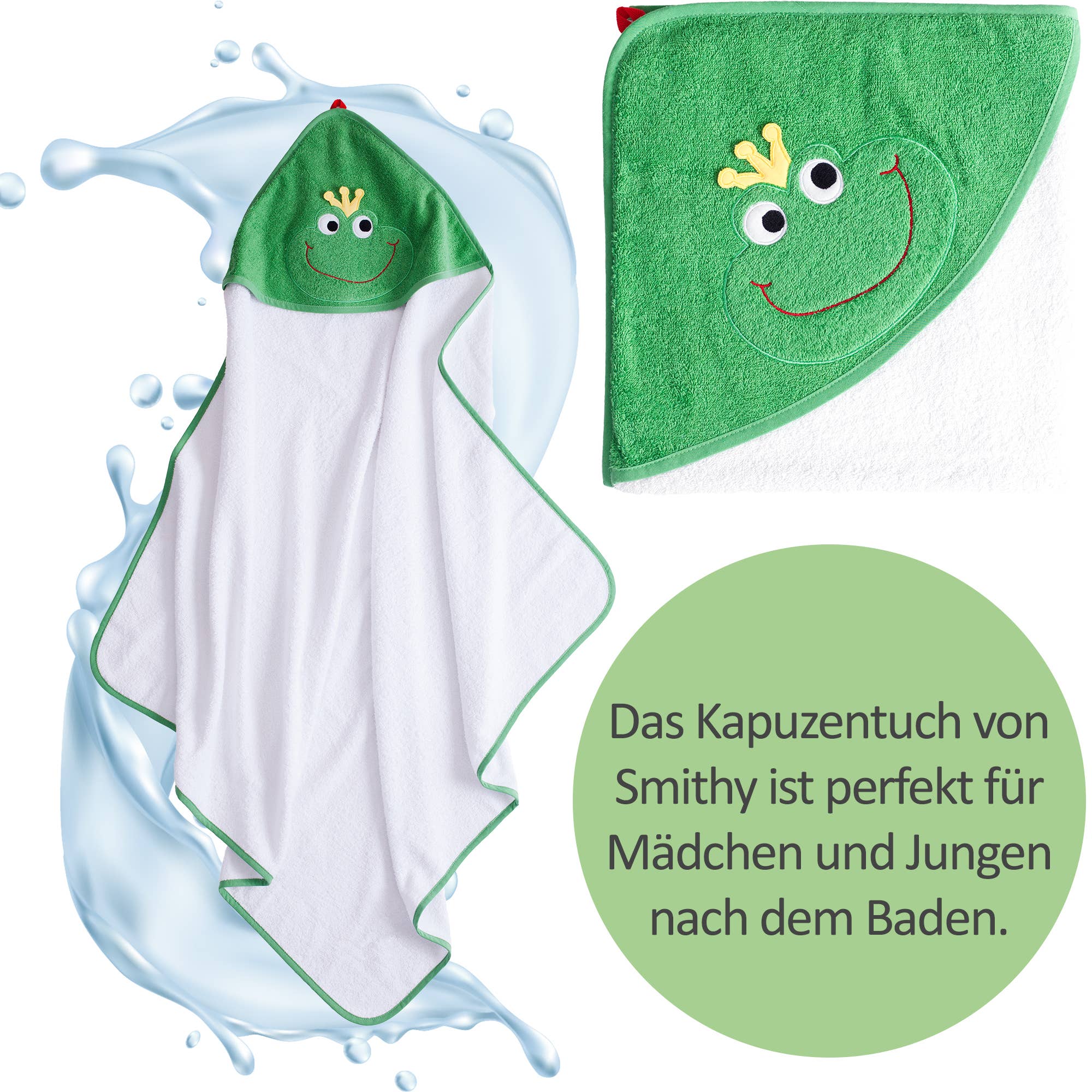 Smithy by Dagmar Nelk – Engroshandel Håndklæde med hætte - Børn og baby – Hættehåndklæde Frøprins, 100 x 1004
