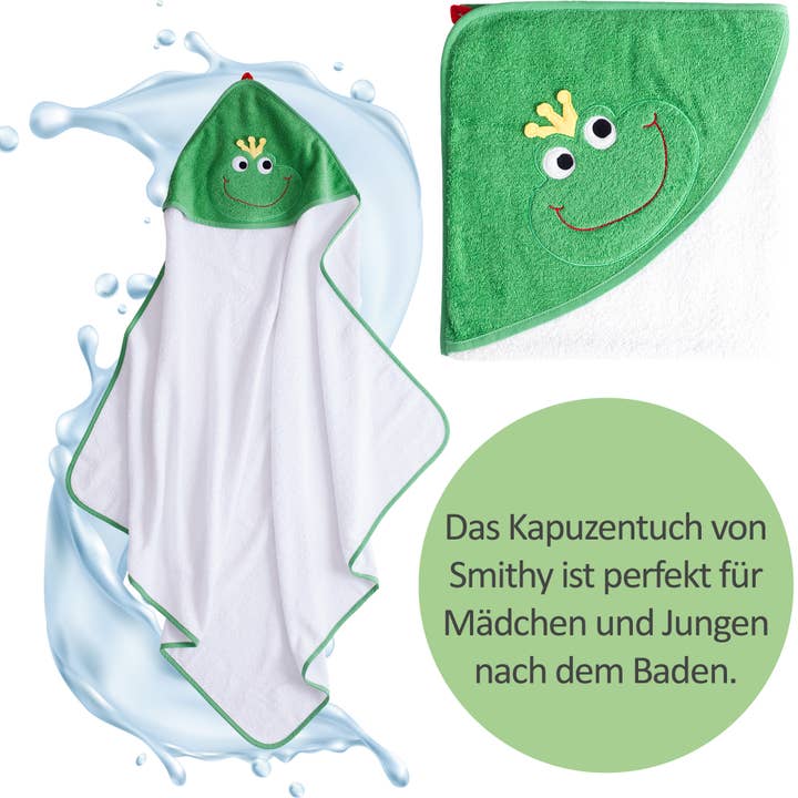 Smithy by Dagmar Nelk – Engroshandel Håndklæde med hætte - Børn og baby – Hættehåndklæde Frøprins, 100 x 1004