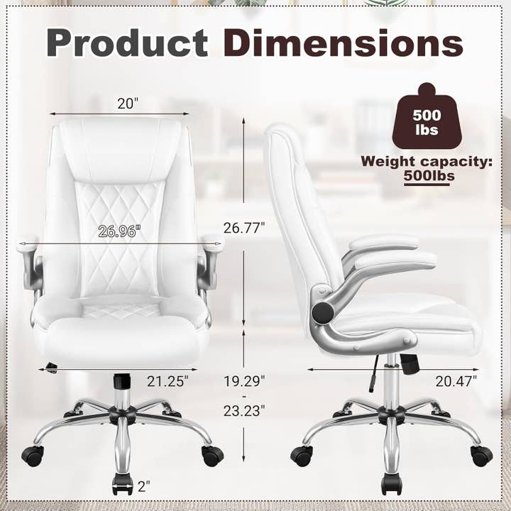 Ergonomic High Back Executive Office Chair in White for wholesale on Faire