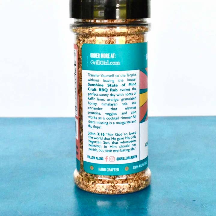 GrillGirl - Wholesale Rub - Sunshine State of Mind Craft BBQ Rub & Cocktail Rimmer 4 oz1