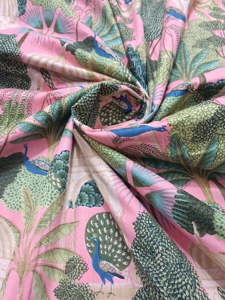 Stof met losse hardloopstof met bloemenblokprint voor wholesale door bhavnas boutique