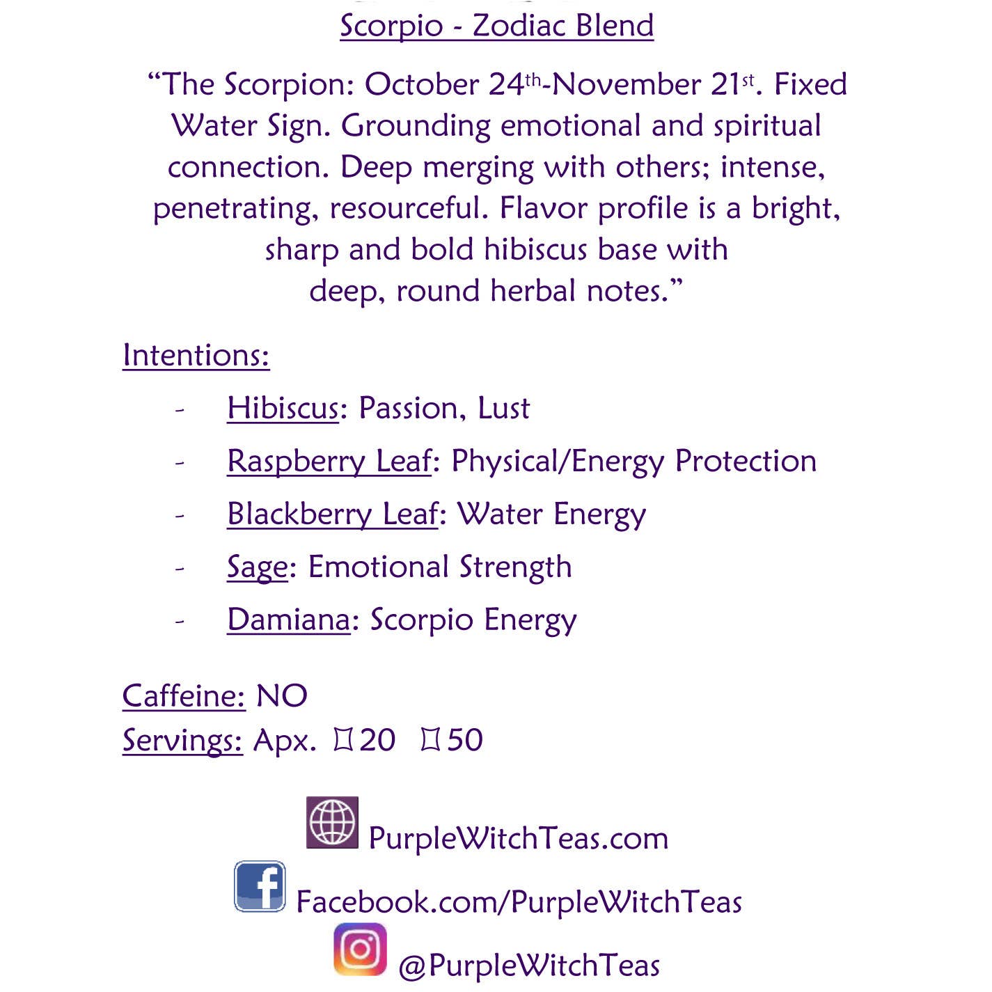 Purple Witch Teas LLC - Wholesale Health/Detox Tea - Scorpio -Zodiac Earthy Hibiscus Herbal Tisane7