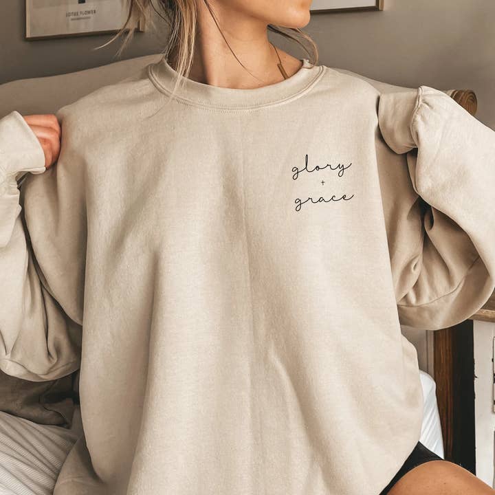 Faith & Life Christian Brands - Wholesale Graphic Sweatshirt - Women's - Christian Easter Graphic Sweatshirt Glory + Grace2