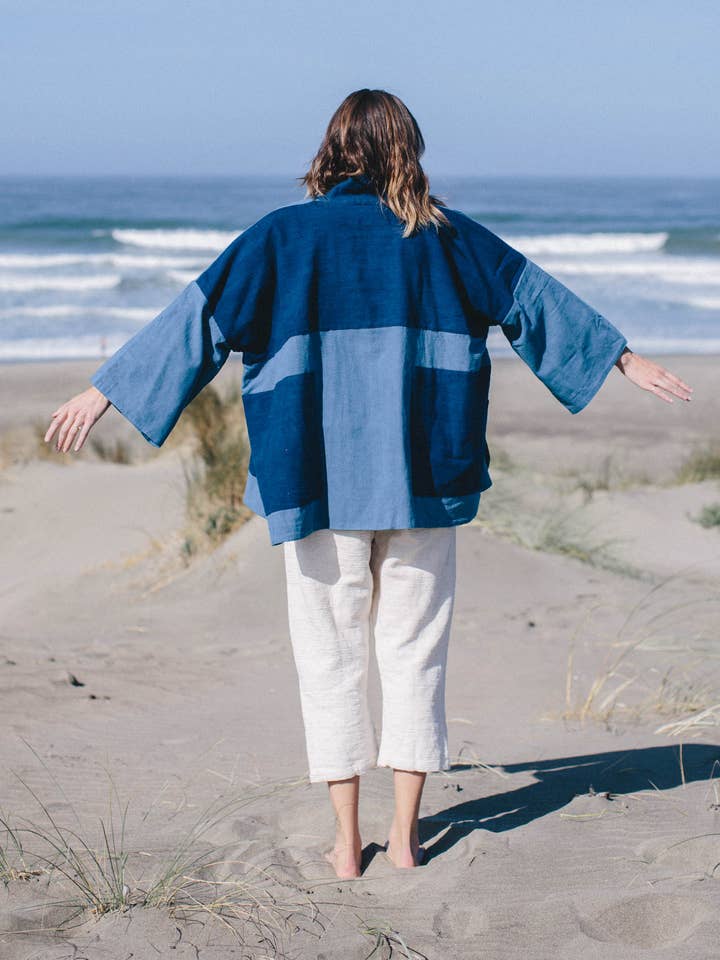 Indigo Light Waves Coat for wholesale by Happy French Gang