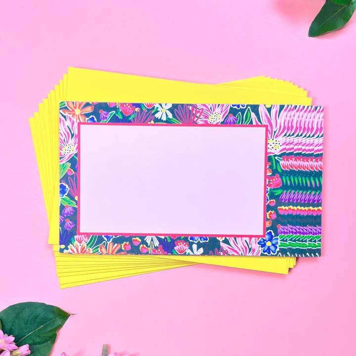 Bright Garden Max Floral • 4"x6" Flat Note Cards (Stationery set of 10) for wholesale by Snickerdoodle Studio