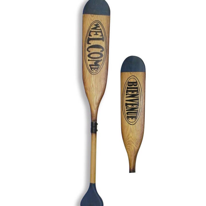 NACH - Wholesale Decorative Figurine - Wood Antique Paddle W/Welcome&Bienvenue