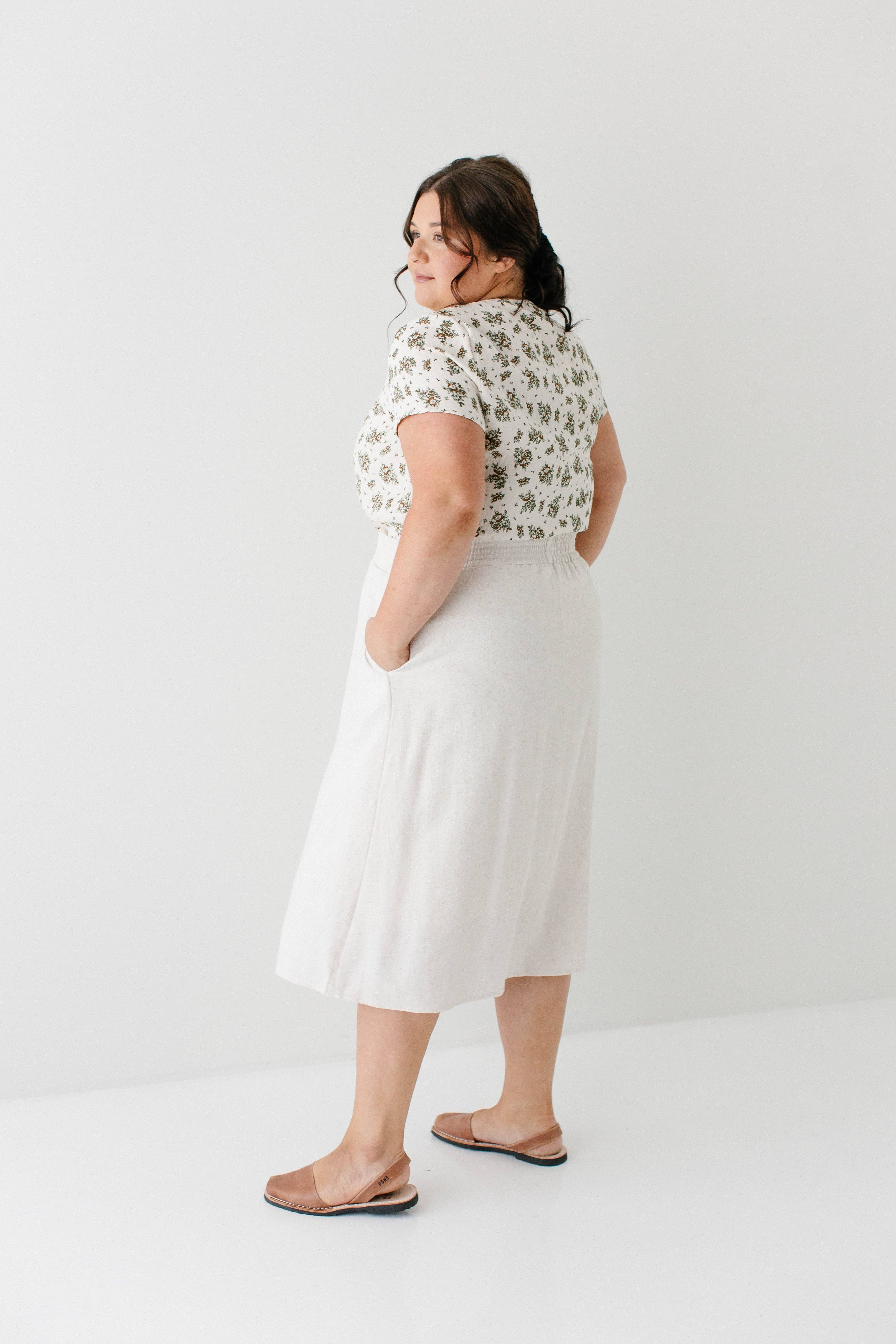 Naturel Jupe midi à boutons 'Greta' VENTE FINALE en vente sur Faire1