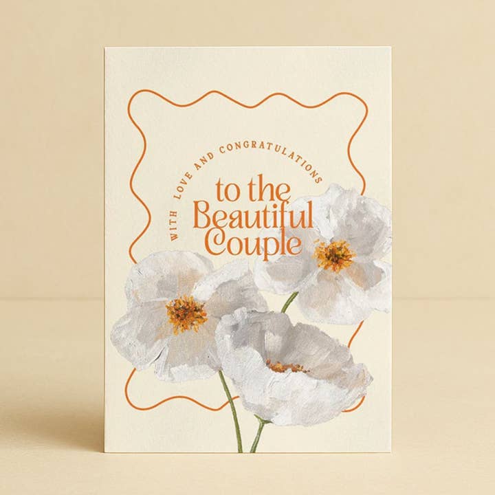 Daymaker Stationery - Wholesale Wedding card - 'Beautiful Couple' Poppies Greeting Card0