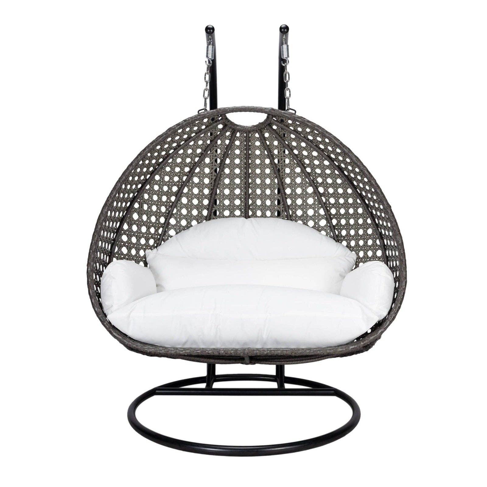 LeisureMod - Wholesale Egg Chair - Modern Charcoal Wicker Hanging Double Seater Egg Swing Chair131