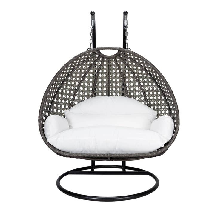 LeisureMod - Wholesale Egg Chair - Modern Charcoal Wicker Hanging Double Seater Egg Swing Chair131