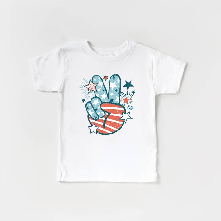Benny & Ray Apparel - Wholesale Screen Printed T-Shirt - Kids - Peace Sign Patriotic 4th of July Shirt for Kids and Toddlers2