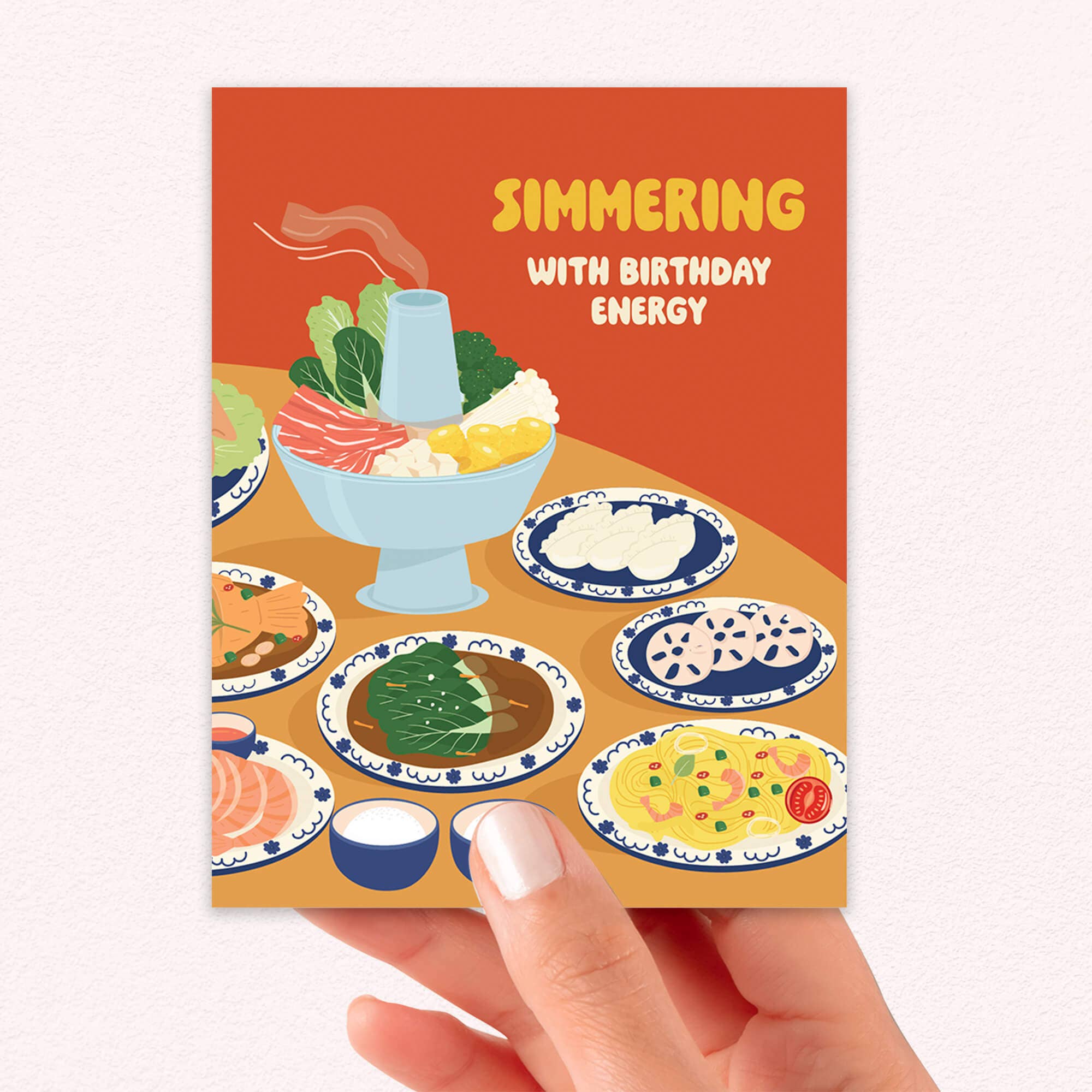 Cute Asian Cards - Wholesale Birthday Card - Hot Pot Simmering Cute Birthday Cards | Asian Soup Food Happy Greeting4