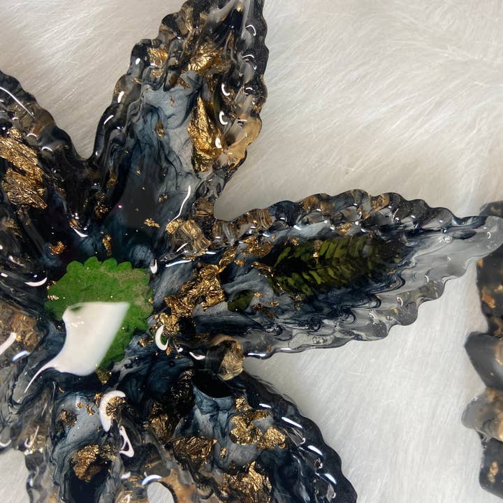 KraftzbyKenzie - Wholesale Ashtray - Black Leaf Ashtray | Leaf Tray | Weed Trinket Dish | Stone1