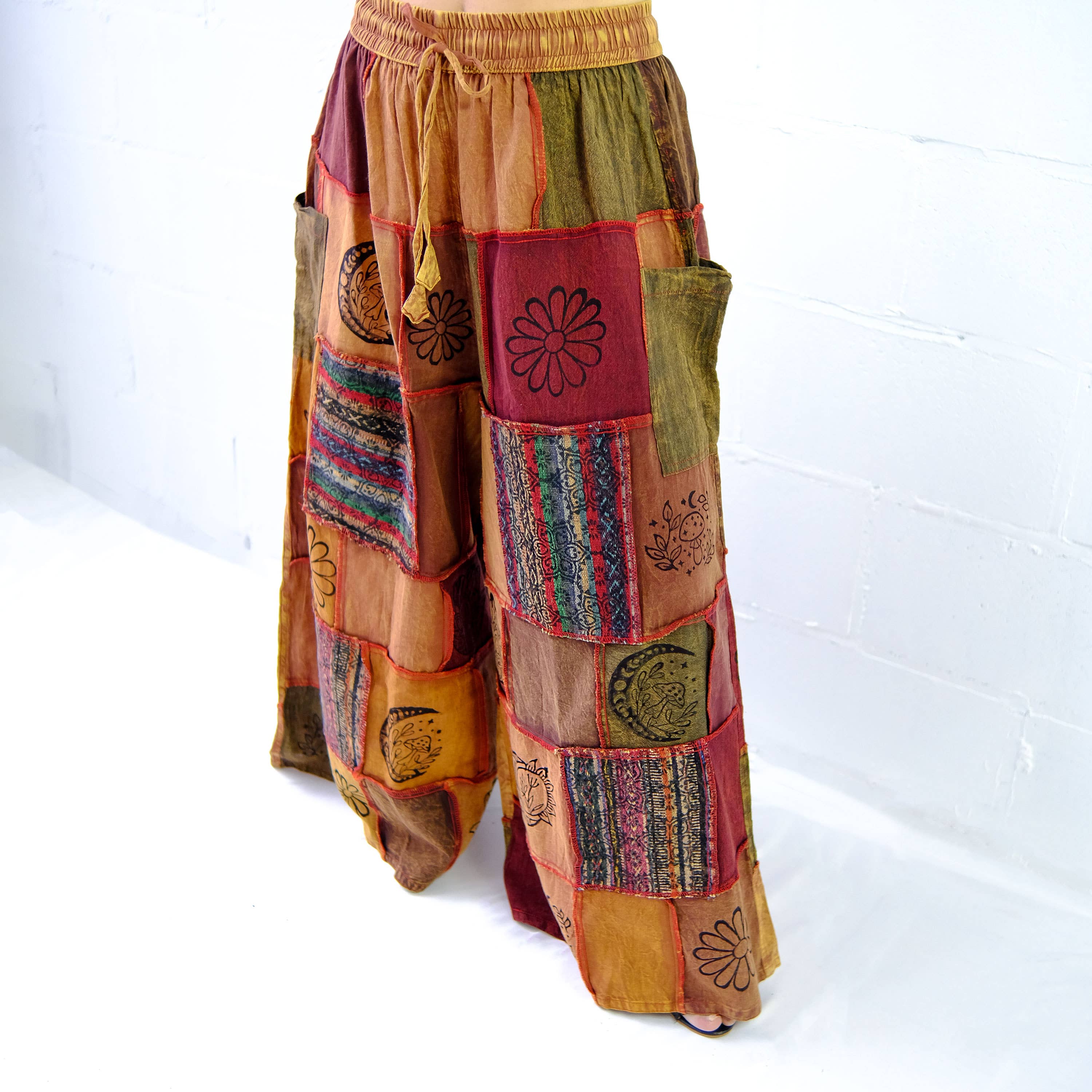 Karma Nepal Crafts - Wholesale Pants - Women's - Cotton Patchwork Wide Leg Boho Pants16