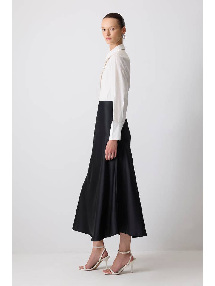 Black BASIC SATIN SKIRT for wholesale on Faire