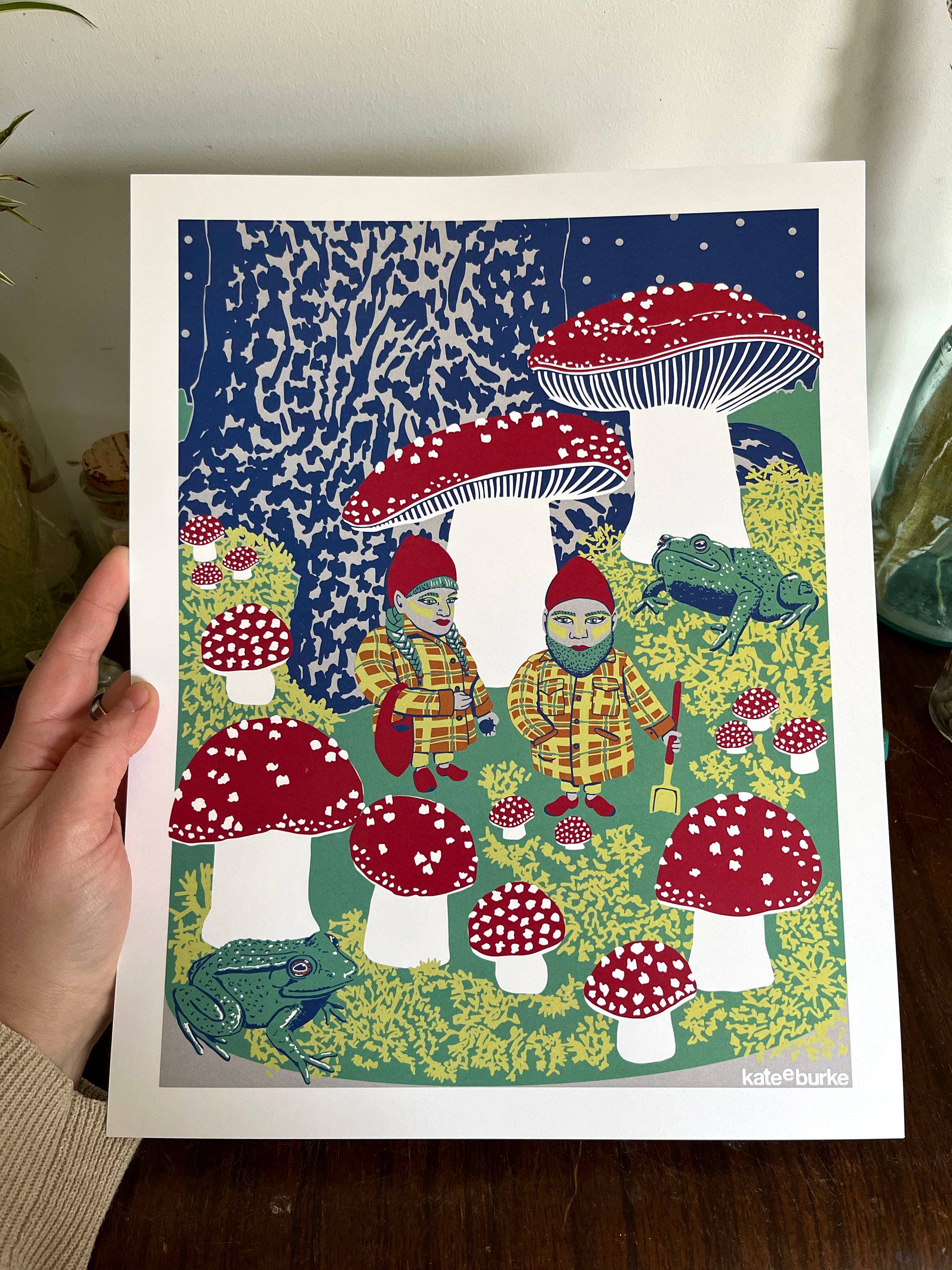 Kate E. Burke - Wholesale Art Print - Gnomes in the Garden 11”x14” Digital Print2