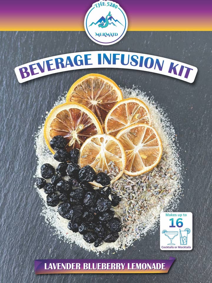 Lavender Blueberry Lemonade Beverage Infusion Kit; Mocktail or add Vodka or Rum for wholesale by The 5280 Mermaid