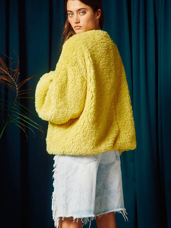 MUSTARD IJ3004 Solid Teddy Jacket for wholesale on Faire