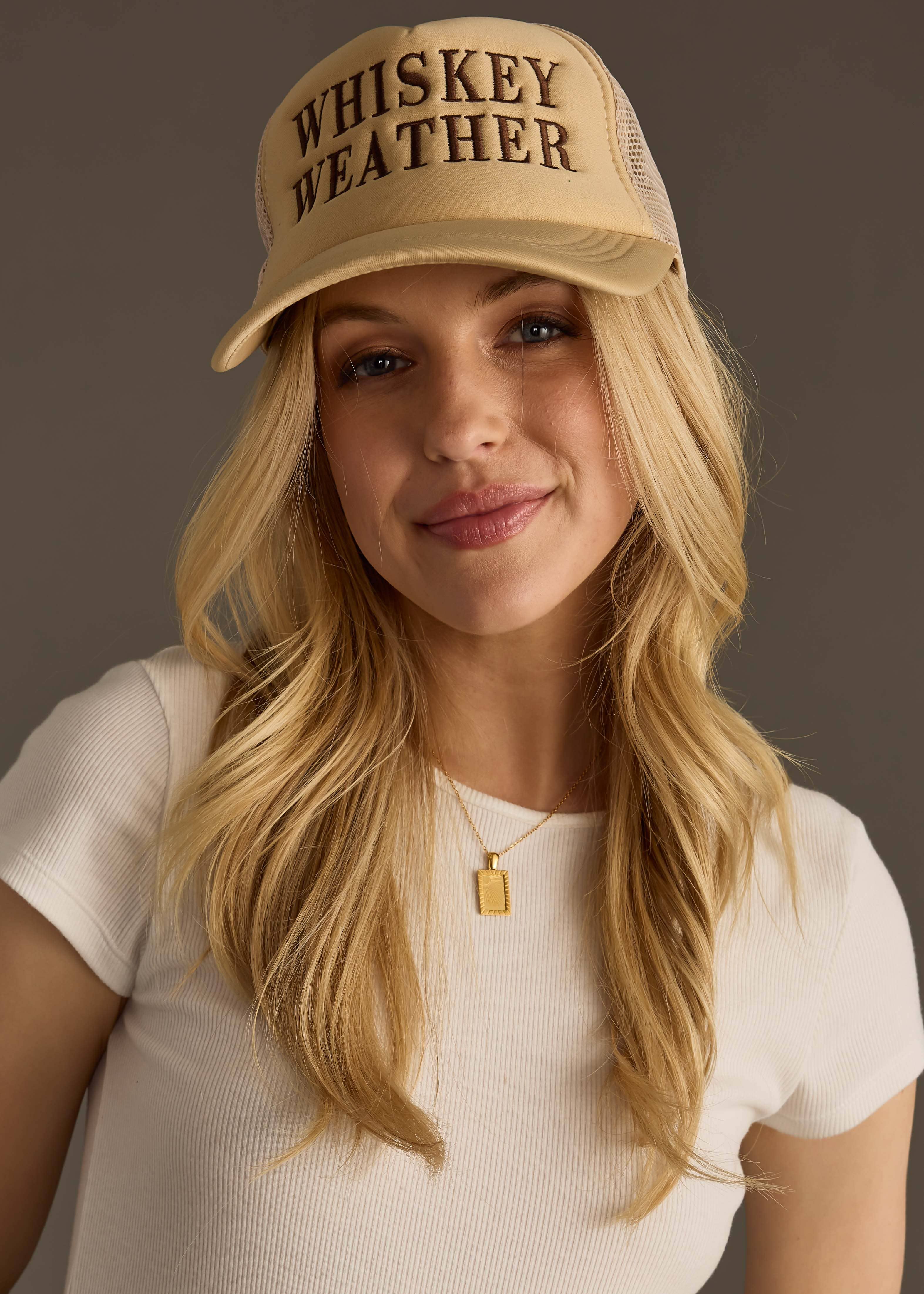 Panache Apparel Co. – boné - Mulher por atacado – Boné Trucker Tan & Brown Whiskey Weather2