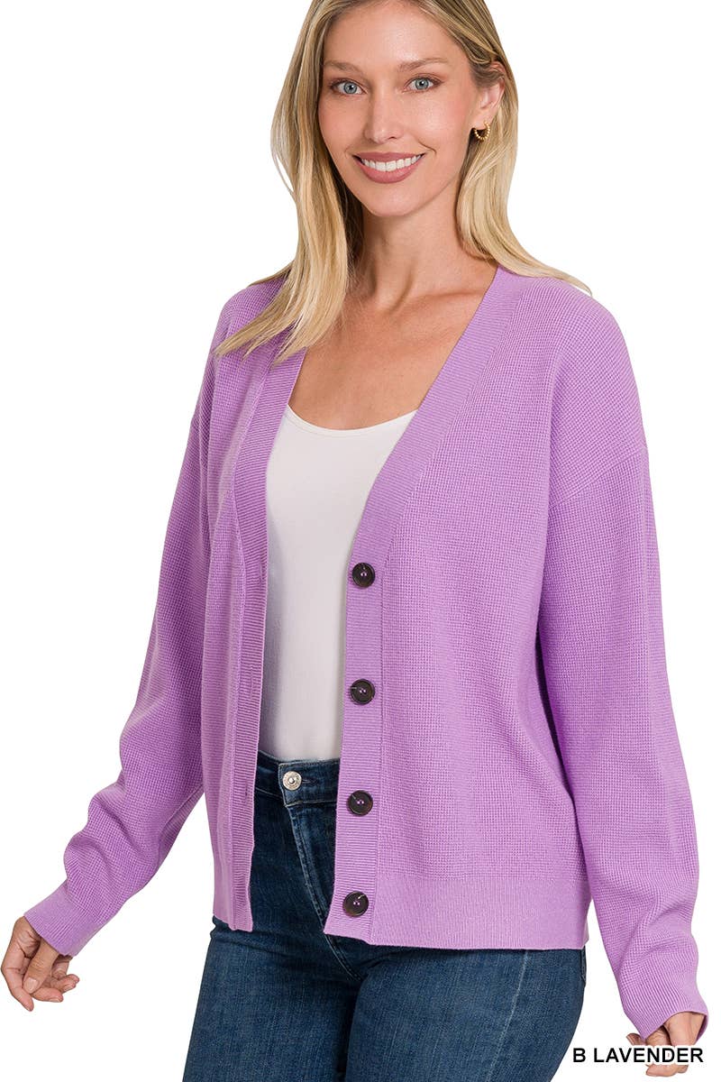 42POPS - Wholesale Cardigan - Women's - .Drop Shoulder Button Front Sweater Cardigan8