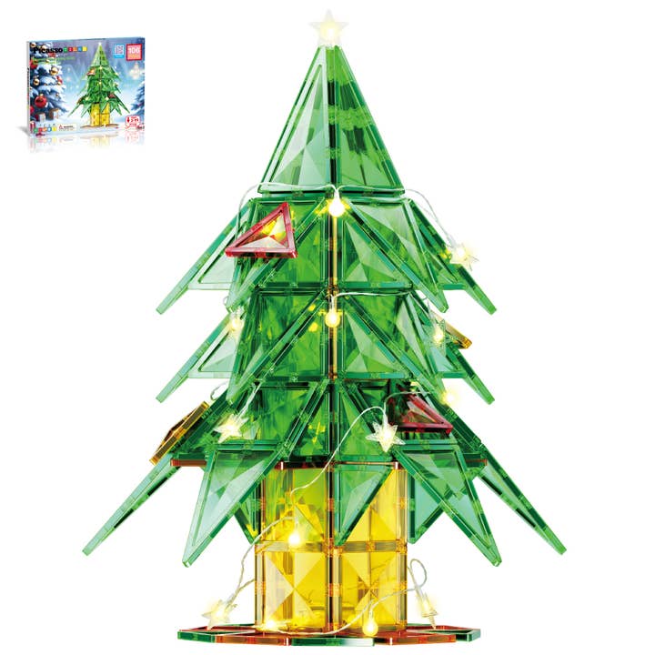 PicassoTiles - Wholesale Toy Set - Kids - Christmas Tree Magnet Building Tiles - 106 Pieces