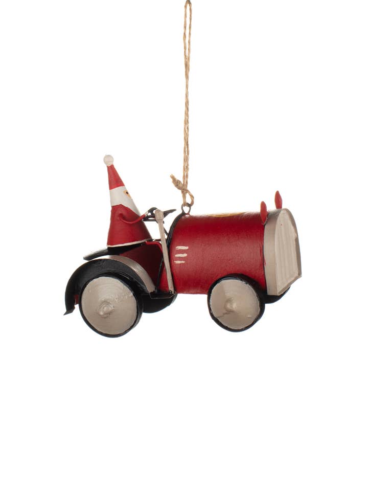 Red Tractor with Santa for wholesale by Shoeless Joe Ltd