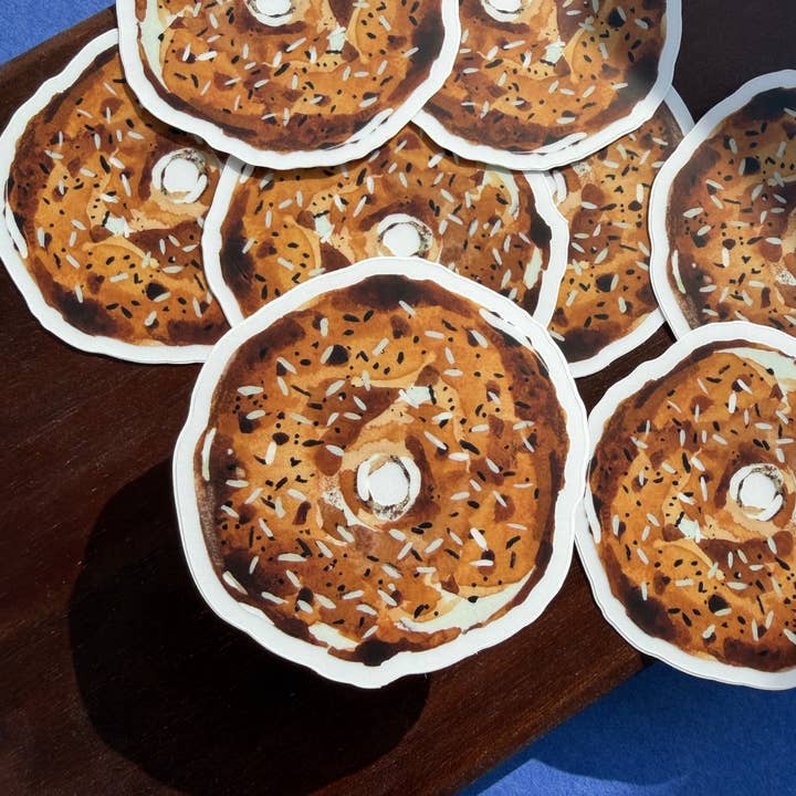 Everything Bagel Sticker | Waterproof | Hand-painted Art for wholesale by papierwinkel