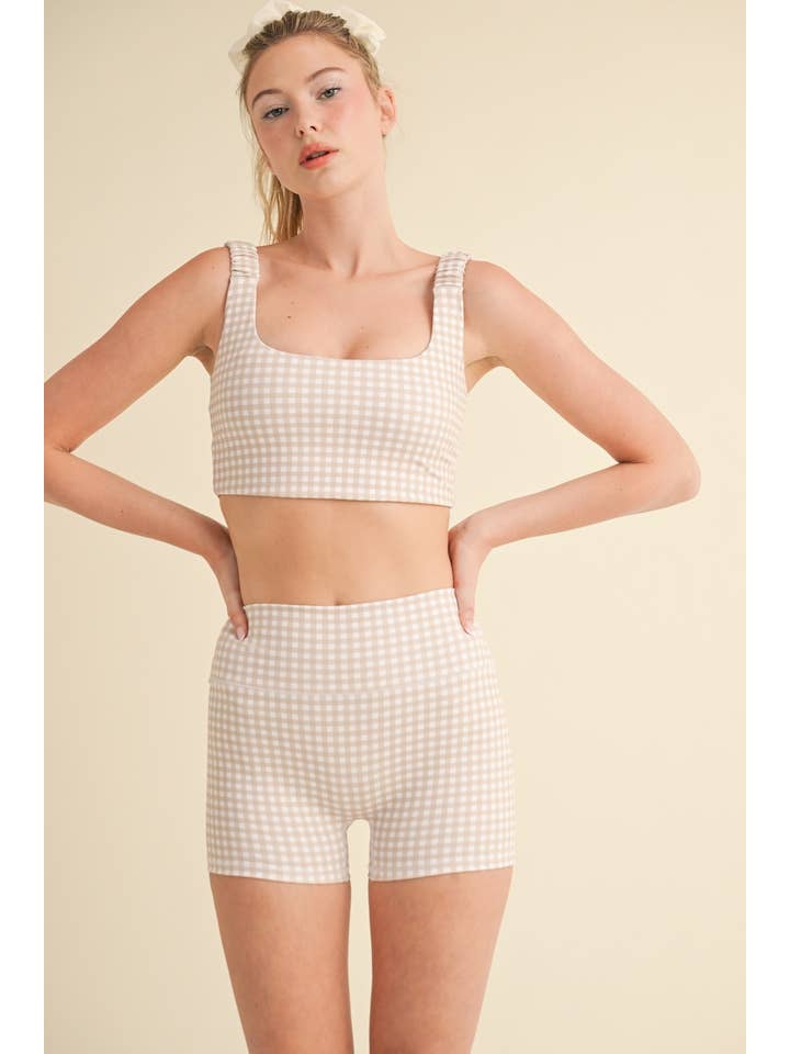 KIMBERLY C - Wholesale Sports Bra - Women's - Gingham Print Ruched Bra Top13