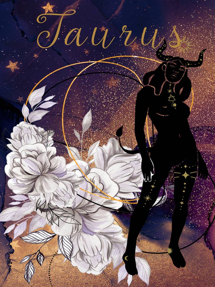 TAURUS CELESTIAL ZODIAC GIRLS 8x10 ART PRINT for wholesale by Soraya Moon Co.