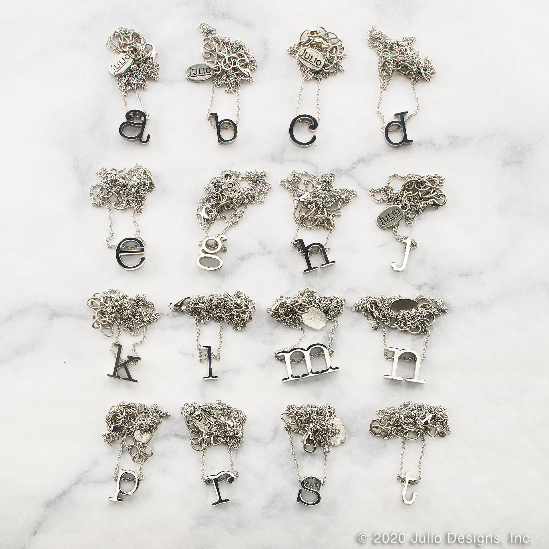 Julio Designs - Wholesale Jewelry Set - Spice Lowercase Initial Necklace in Glass Jar Set - Silver0