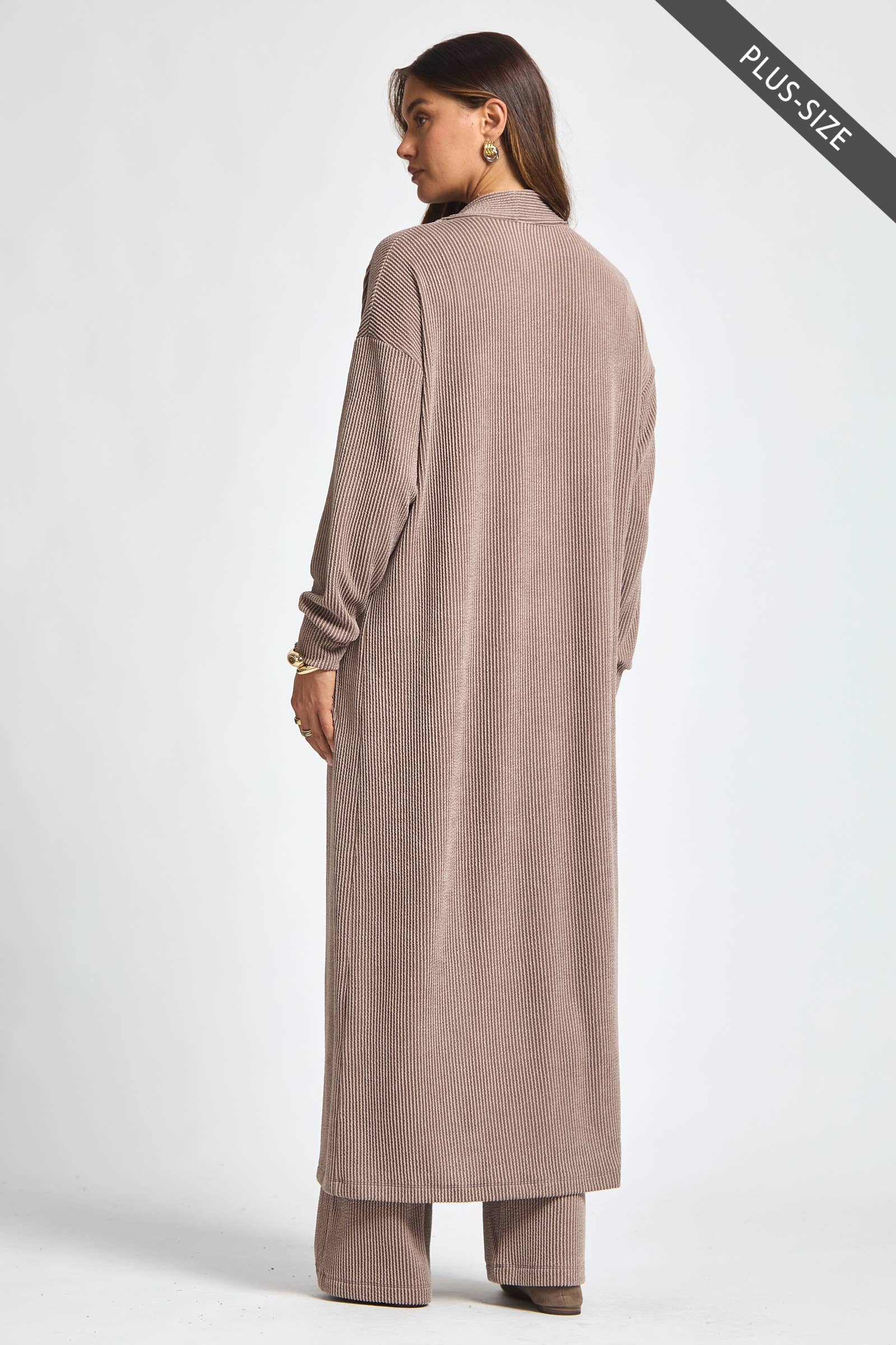 Dear Scarlett - Wholesale Top & Pant Set (NOT Loungewear) - Women's - PLUS SIZE Longline Cardigan + Relaxed Pants 2 Piece Set21