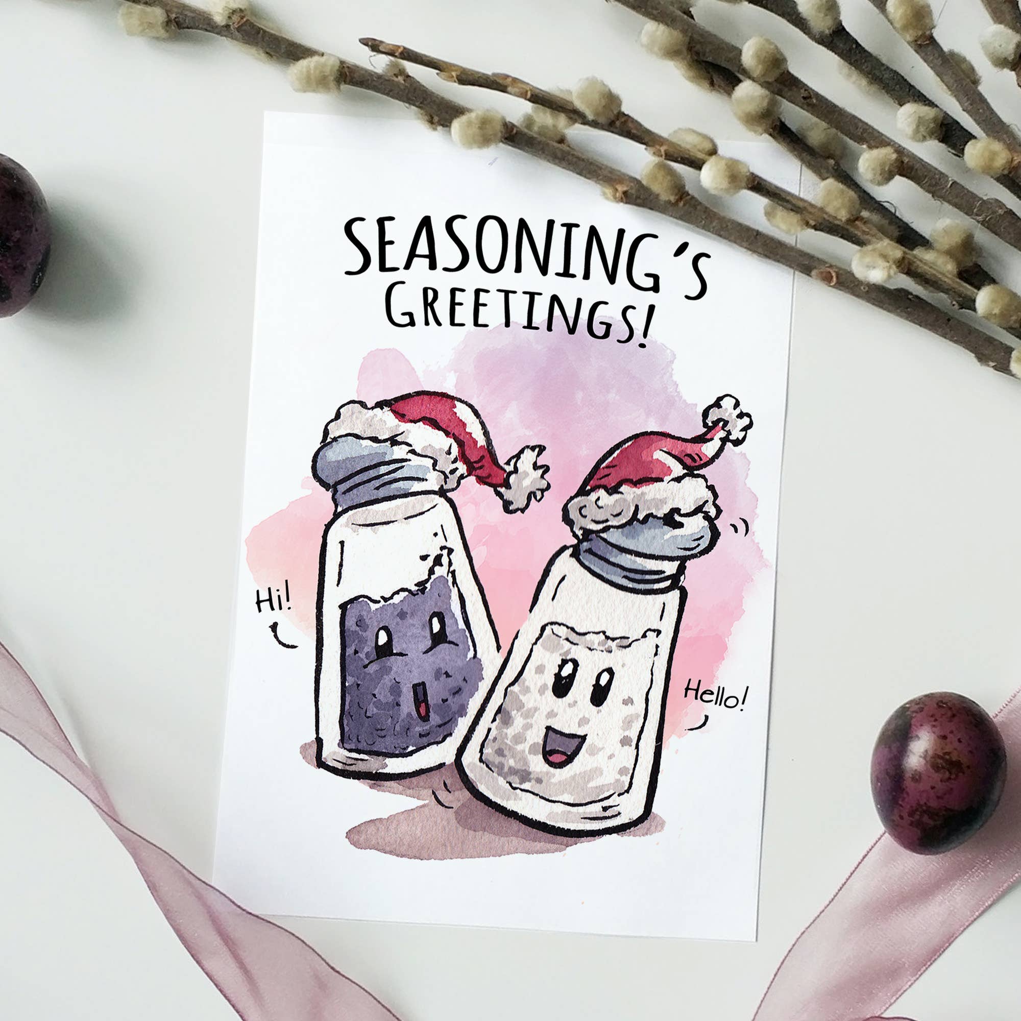 Aaron Millard Illustration - Vendita all'ingrosso Biglietti di auguri di Natale - «Seasoning's Greetings» - Biglietto natalizio carino, chef e buongustaio2