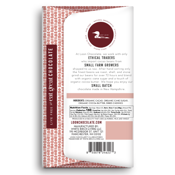 Loon Chocolate - Wholesale Chocolate Bar - Dried Cherry Dark Chocolate3
