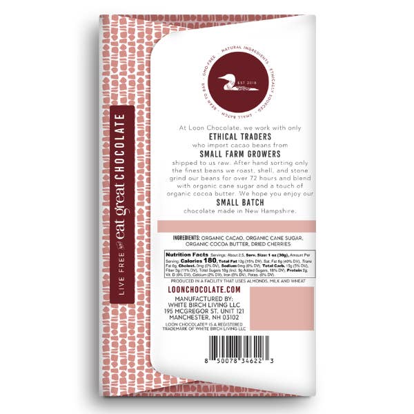 Loon Chocolate - Wholesale Chocolate Bar - Dried Cherry Dark Chocolate3