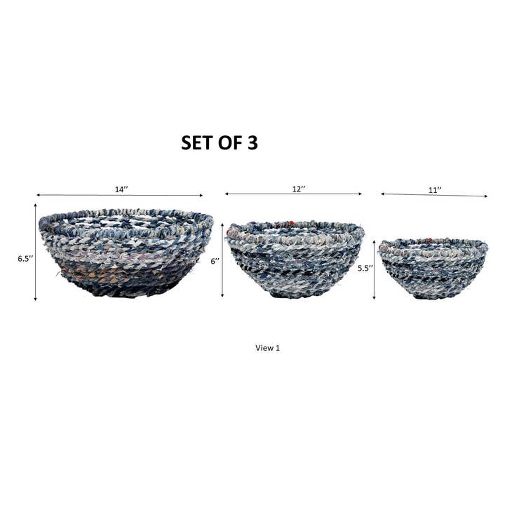 India Handicrafts Inc - Wholesale Basket - Iron Jeans Storage Basket Set2