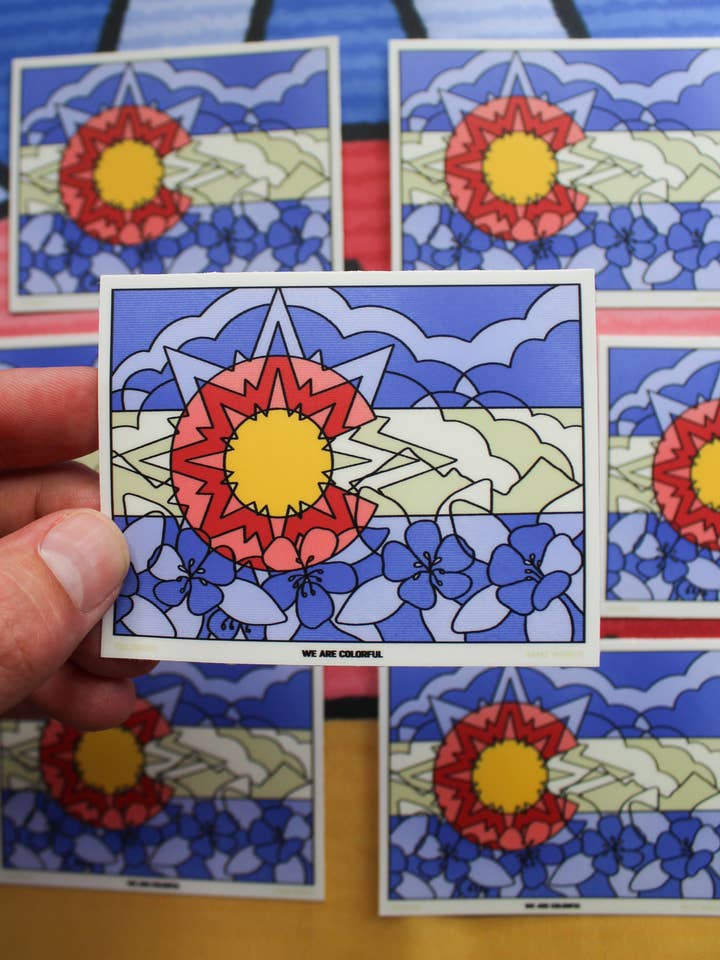 Colorado Flower Flag Sticker for wholesale by YAMZ: World of Color