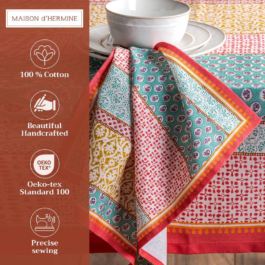 Maison d'Hermine - Design in Every Thread - Wholesale Dinner & Cloth Napkin - Napkins 100% Cotton 20" x 20" - Set of 4 - Provence1