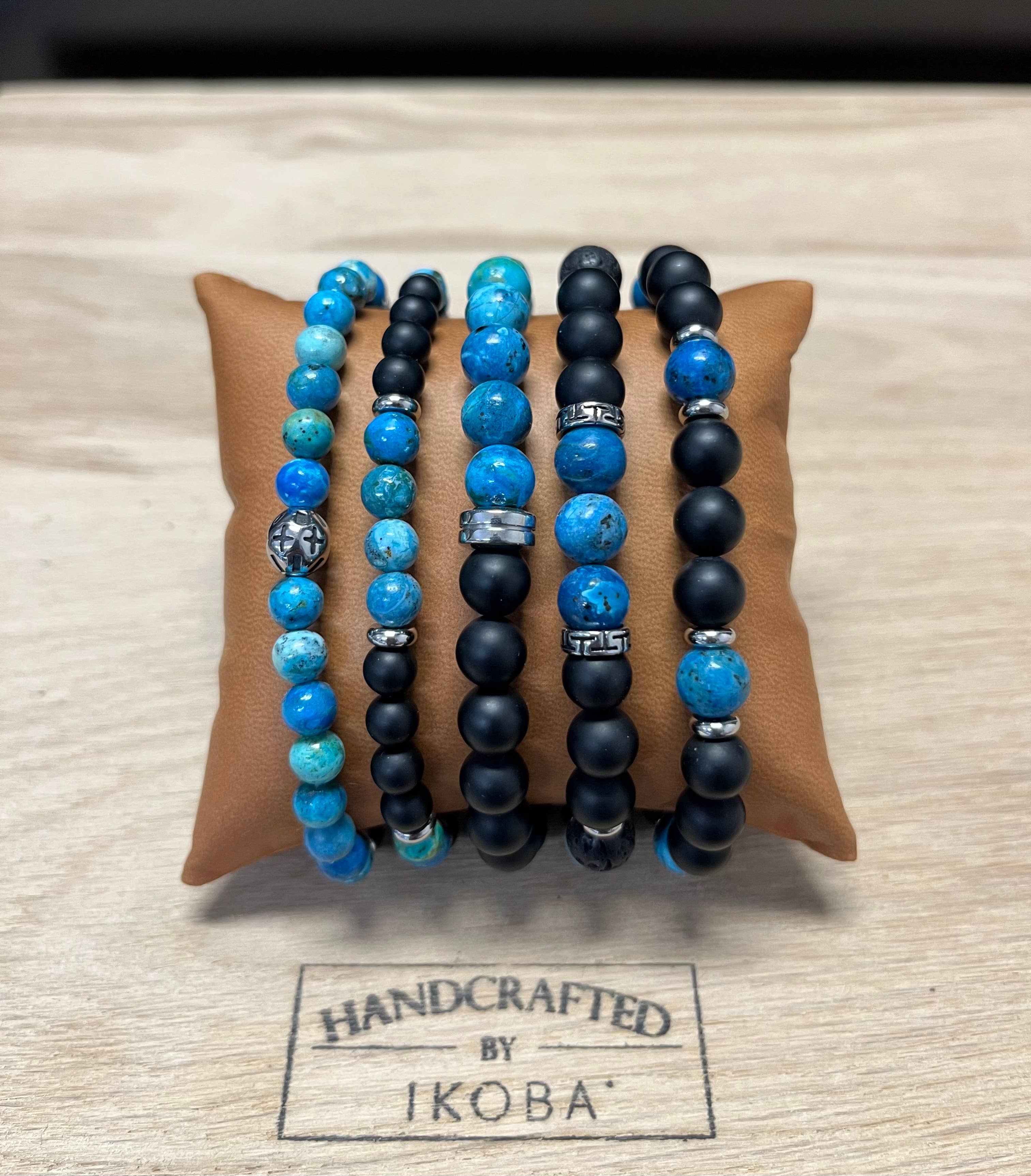 IKOBA - Wholesale Jewelry Set - SET OF 5 MEN'S BRACELETS WITH NATURAL STONES.6